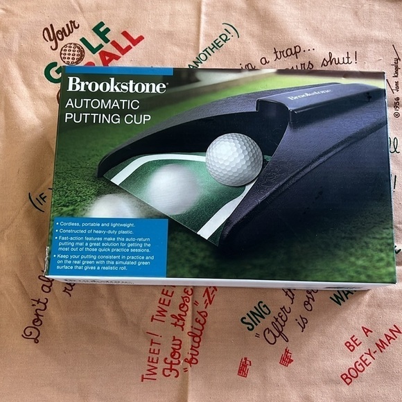 Golfer’s Lot: Brookstone Automatic Putting Cup, Practice Balls, Funny Golf Towel - Picture 5 of 9